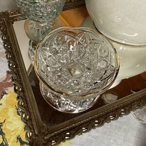 Vintage glass bowl with gold edge